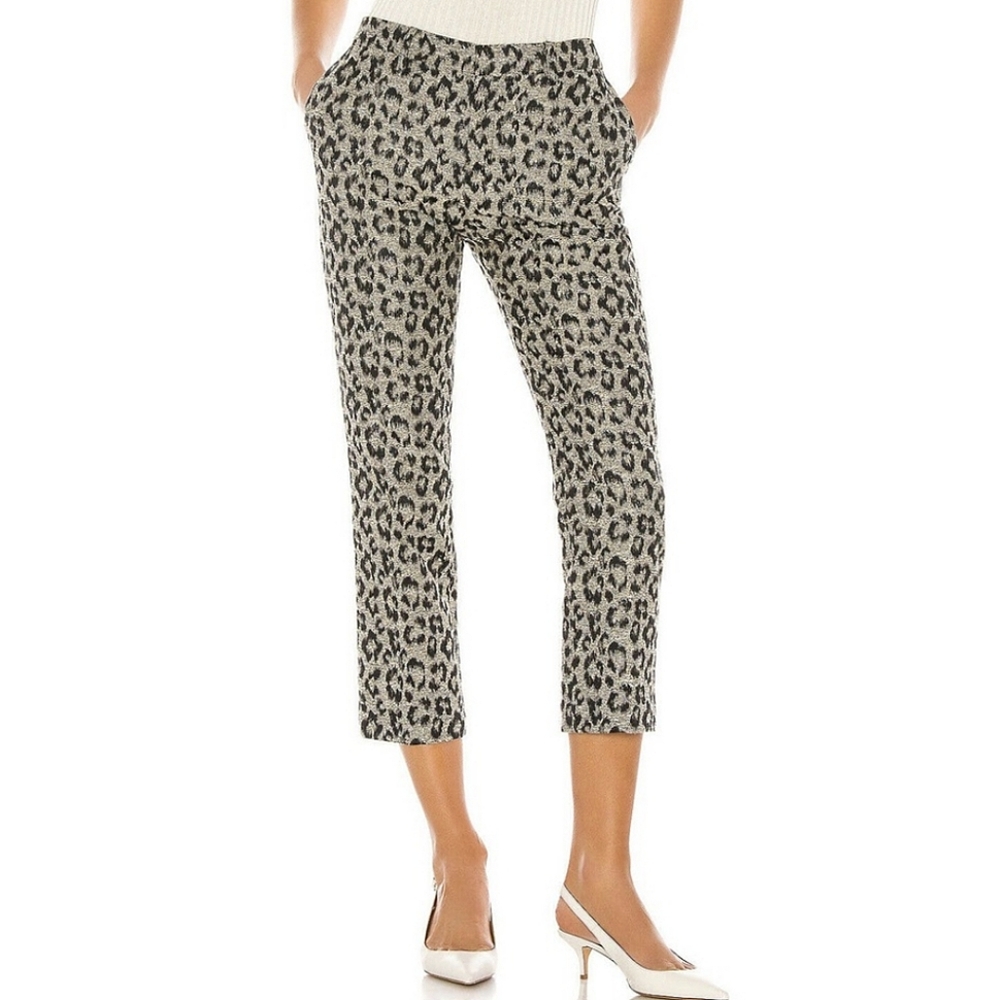 Le Superbe Metallic Tweed Jacquard Leopard Trouser Ankle Crop Pants XS